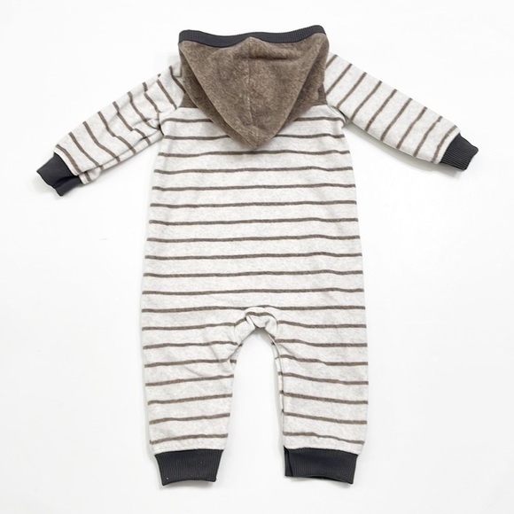 Carter’s striped fleece baby hooded jumpsuit - Picture 2 of 4
